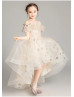Cold Shoulder Star Tulle High Low Flower Girl Dress